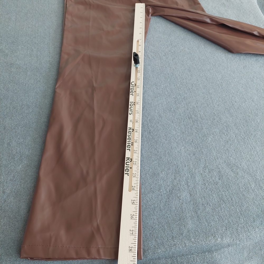 NWT Princess Polly Brown Faux Leather High Rise Straight Leg Pants - Size 4 - Picture 5 of 10